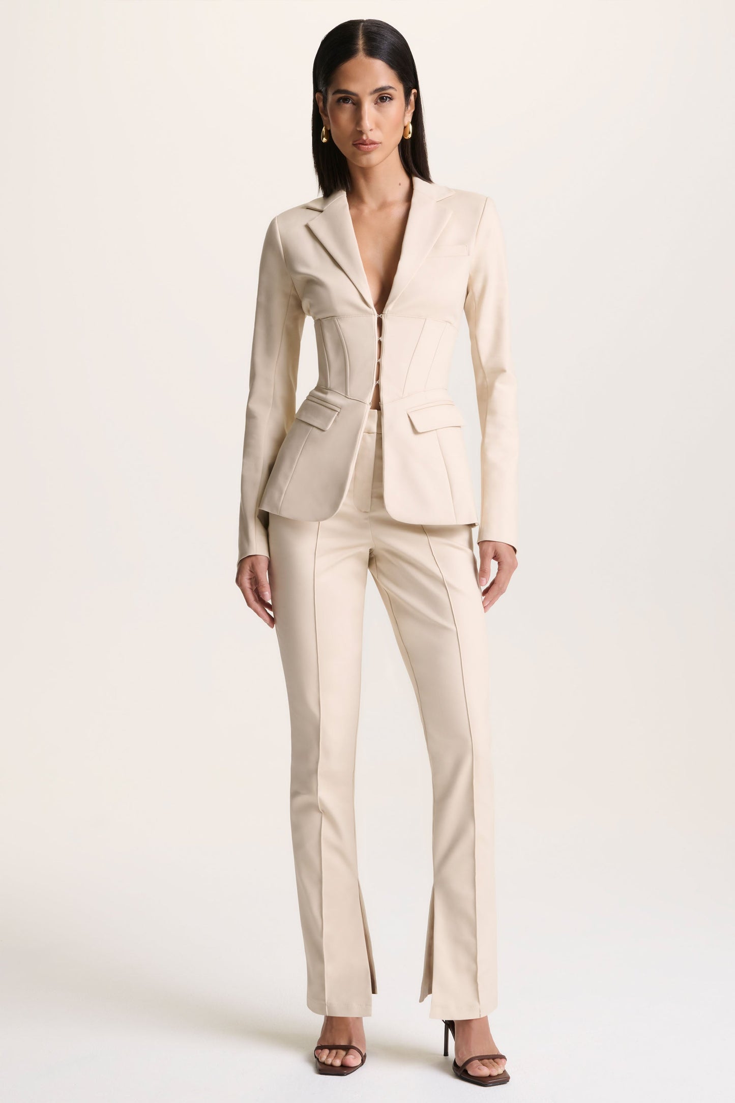 Wonder Woman | Cream High Waist Tailored Trousers With Hem Split