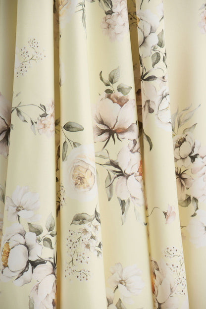 Lissa | Lemon Floral Bouquet Print Square-Neck Midi Dress