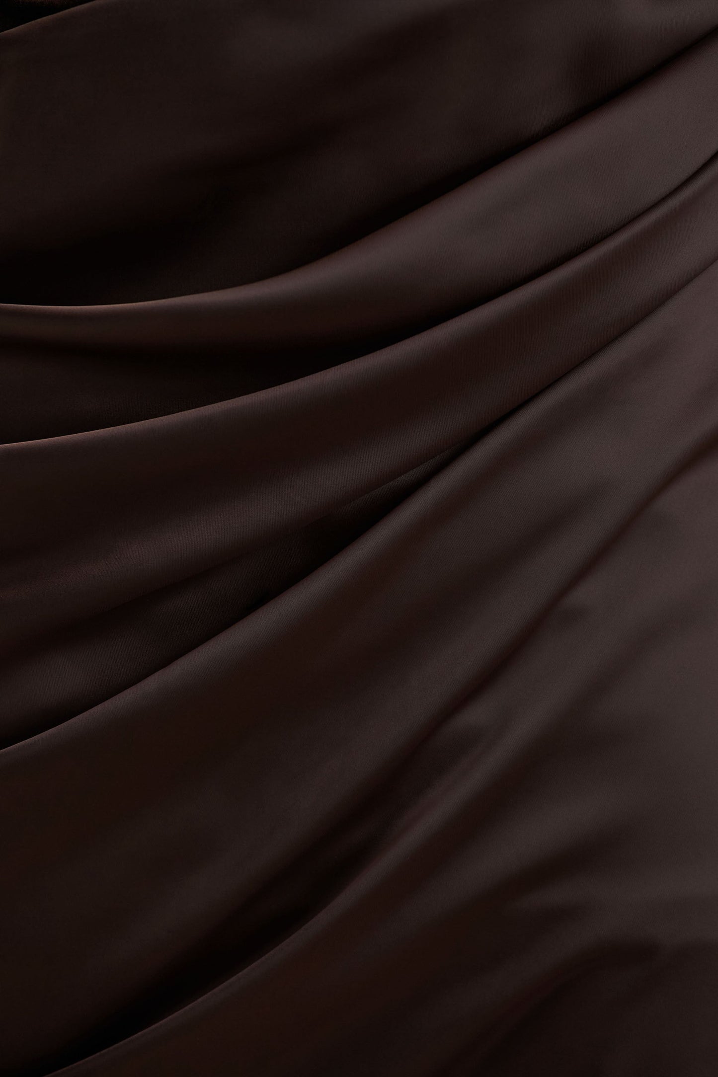 Sasha | Brown Satin And Velvet Midi Dress With Wrap-Detail