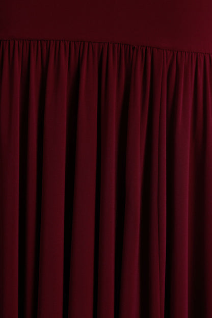 Tasmin | Burgundy High-Neck Maxi Dress With Drop-Waist