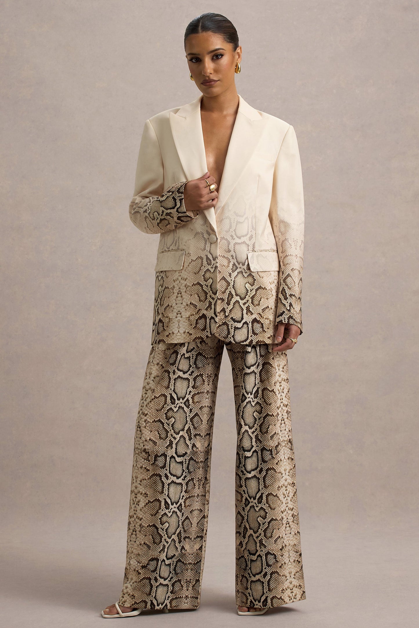 Shaniya | Snake Print Wide-Leg Trousers