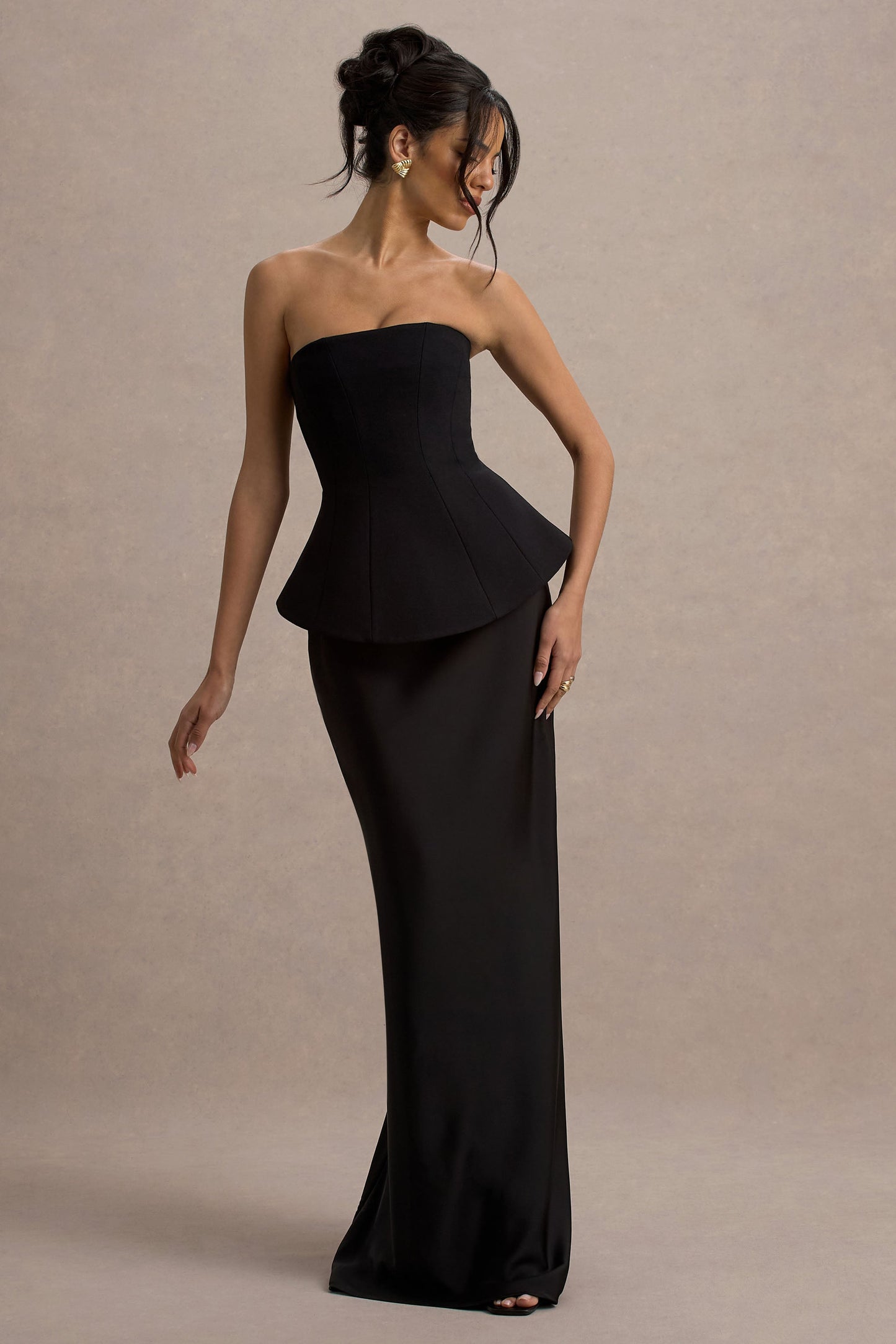 Ohio | Black Strapless Corset Maxi Dress
