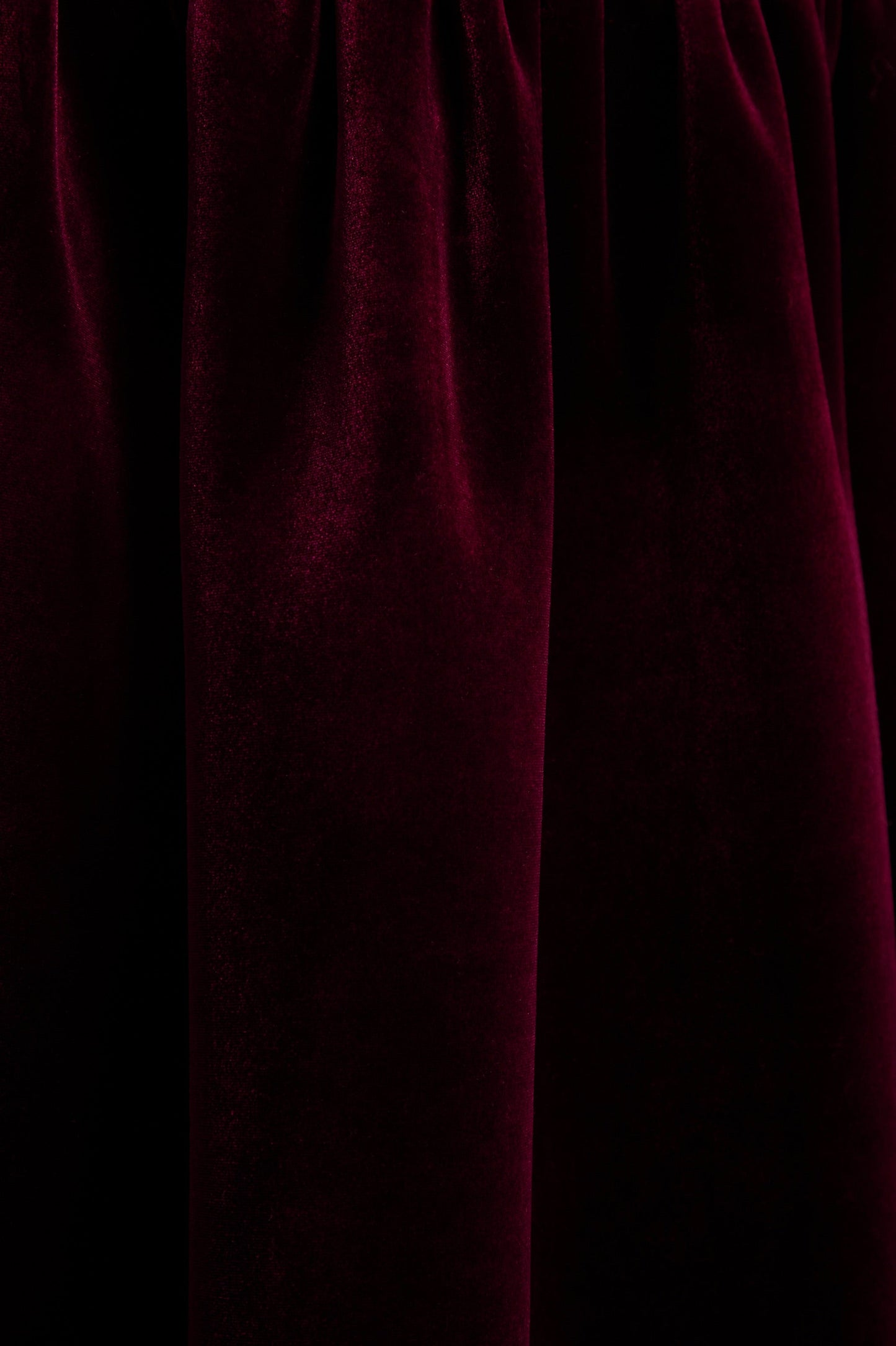 Violetta | Burgundy Velvet Bandeau Midi Dress With Drop-Waist And Gathered Skirt