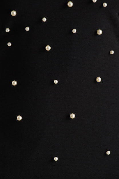 Dani | Black Hand-Embellished Halter-Neck Maxi Dress