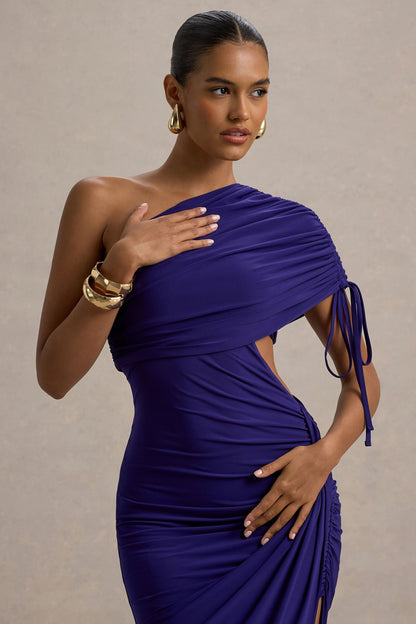 Trance | Blue Asymmetric Maxi Dress with Split