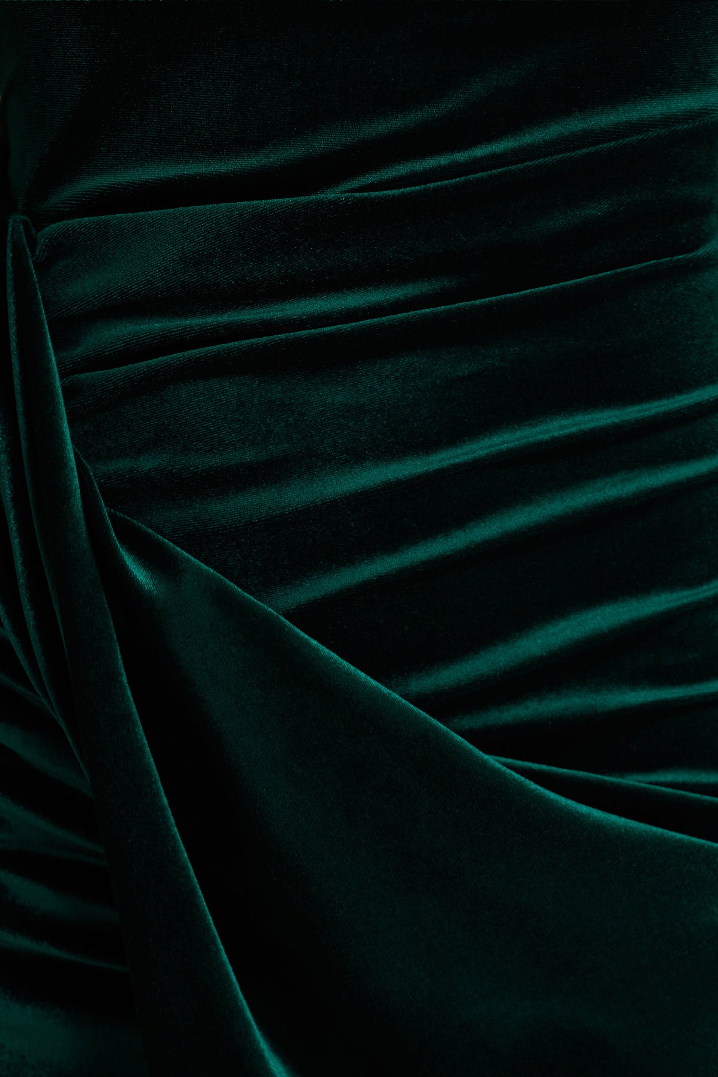 Wishes | Bottle Green Velvet High-Neck Maxi Dress With Wrap Skirt