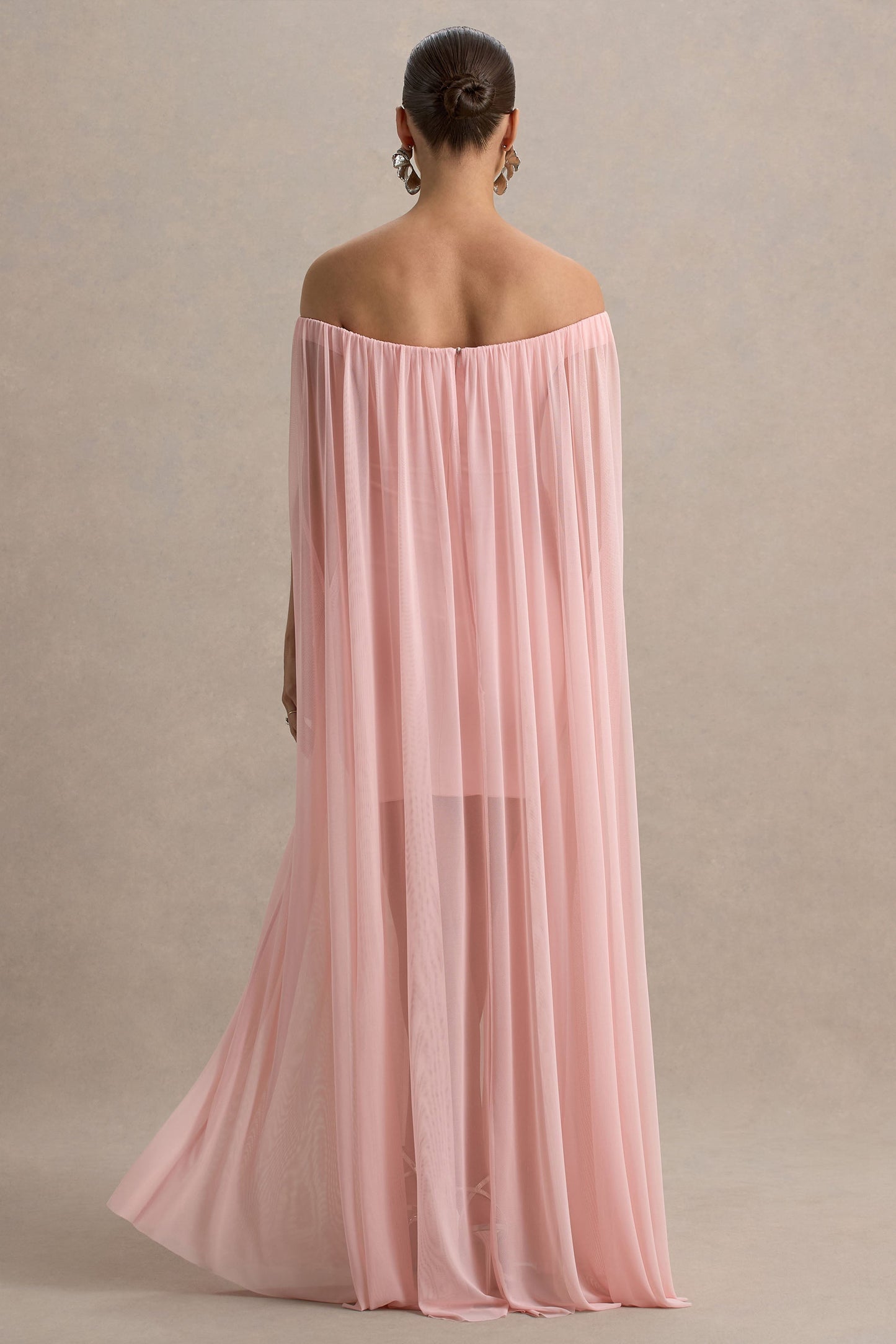 Atmosphere | Pink Bandeau Maternity Mini Dress With Mesh Overlay