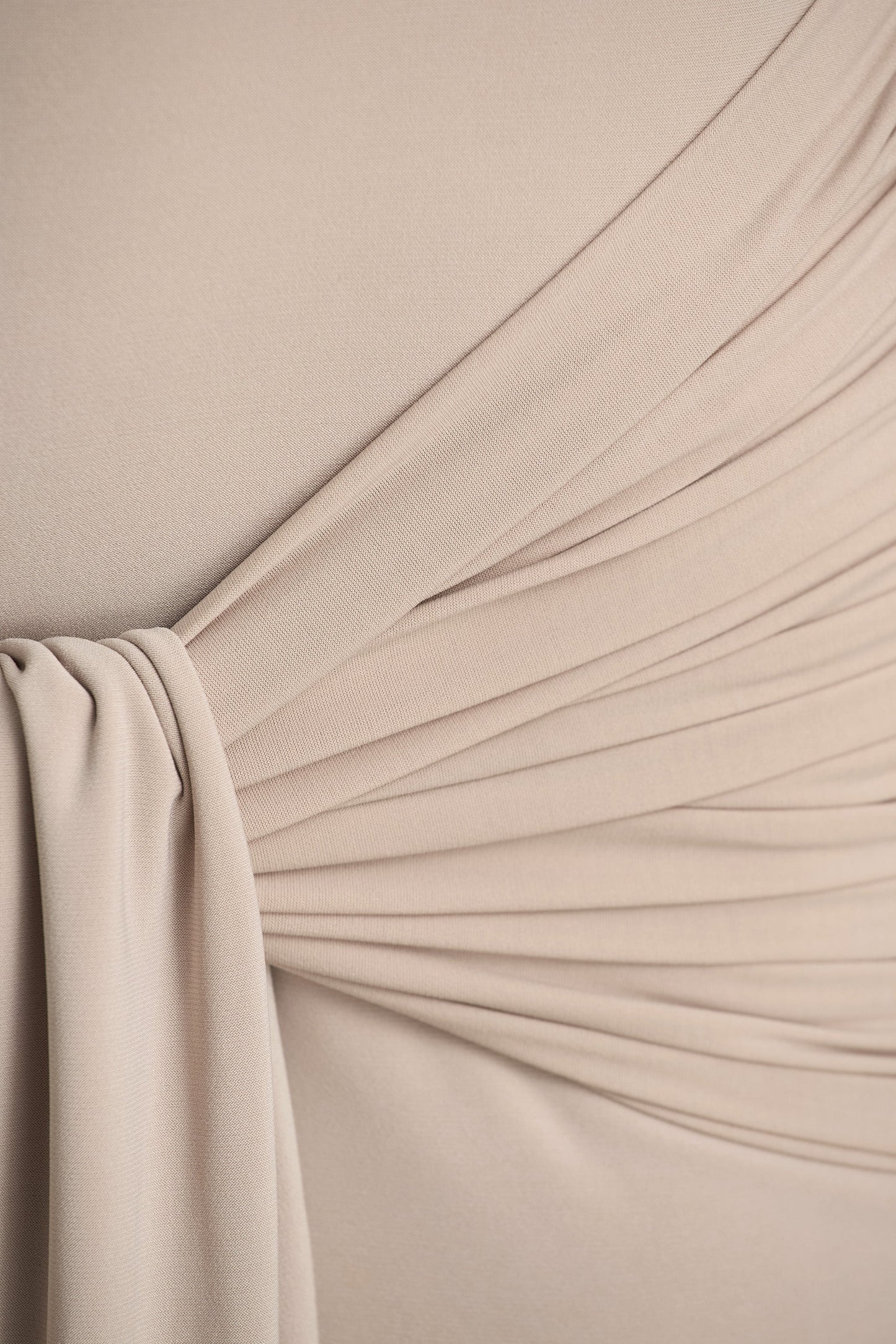 Myra | Champagne High-Neck Maxi Dress With Sash and Ruched Detailing