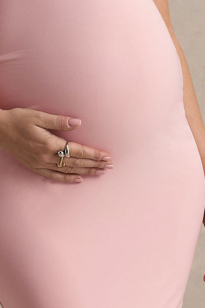 Glaze | Pink High-Neck Maternity Maxi Dress