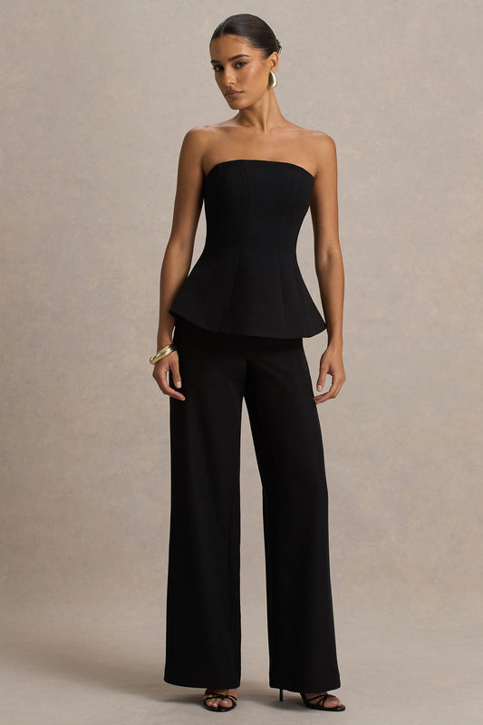 Silvia | Black Straight-Leg Trousers