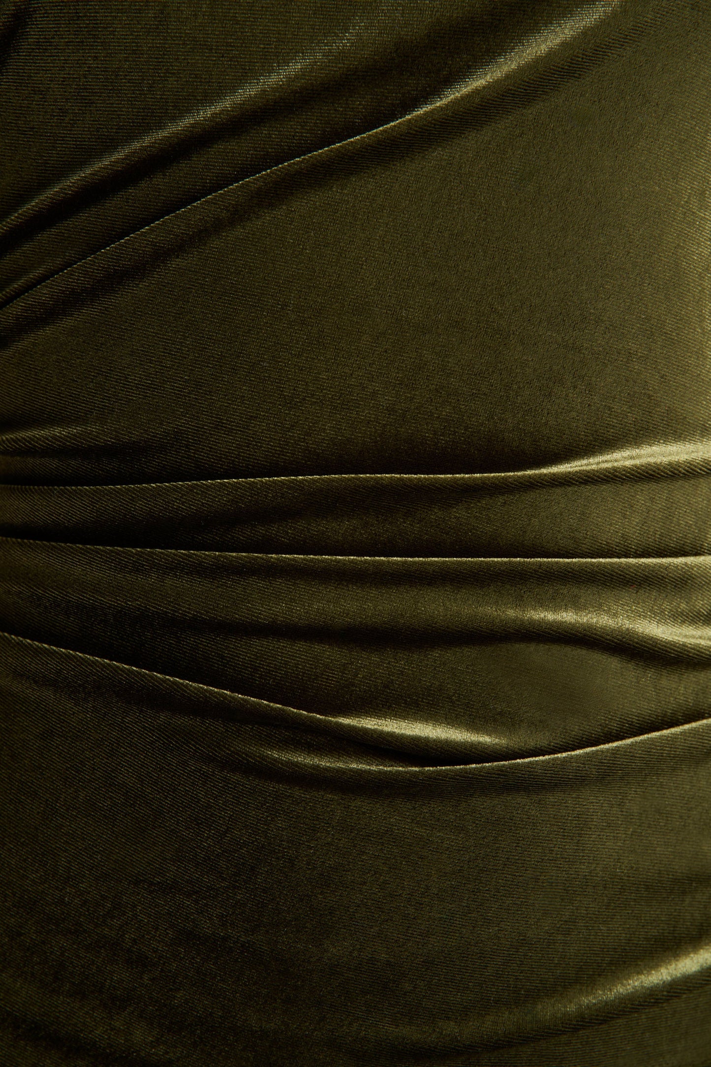 Novine | Olive Velvet High-Neck Midi Dress