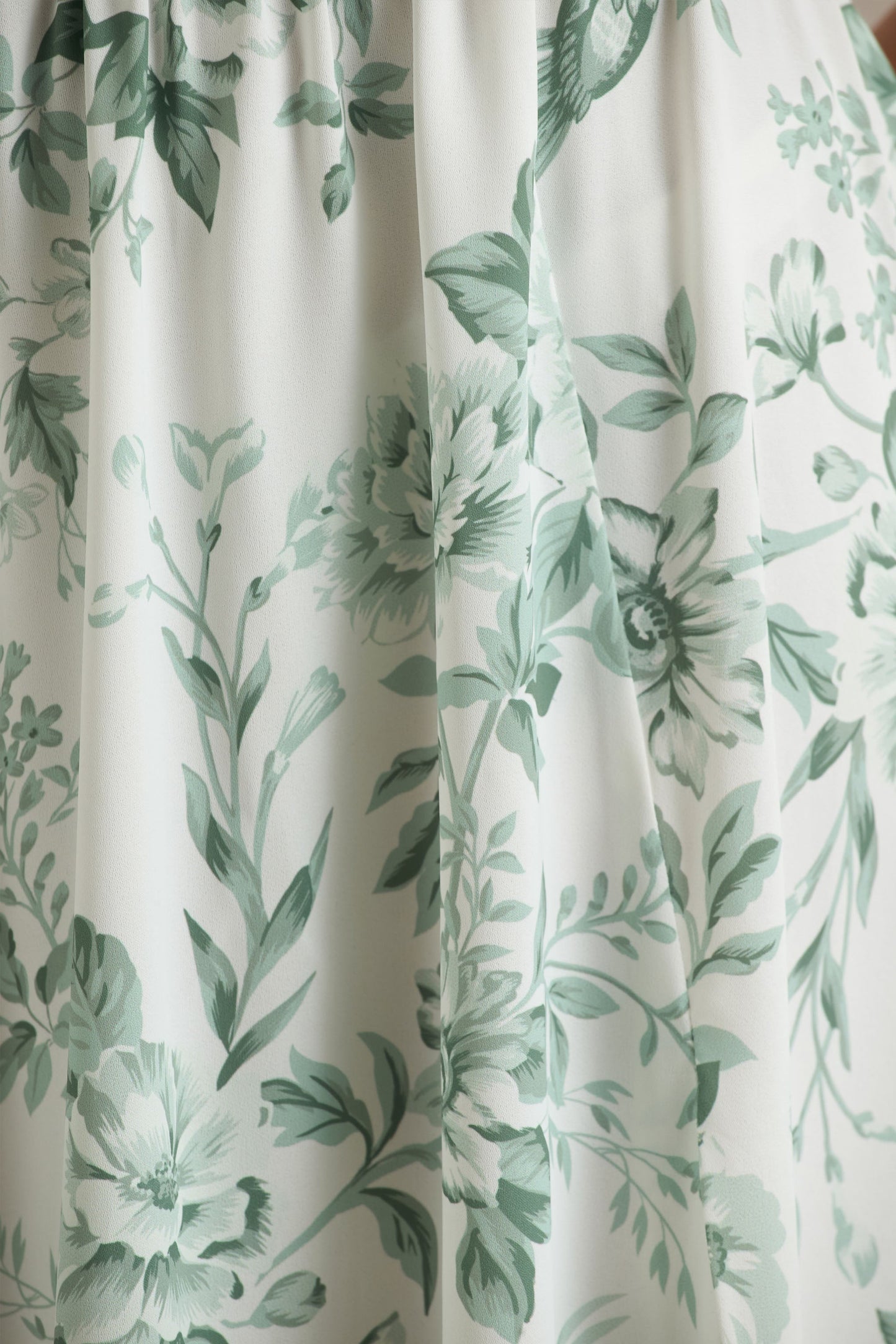 Talia | Green Floral Print High-Neck Maxi Dress With Front High Split