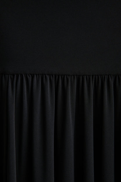 Tasmin | Black High-Neck Maxi Dress With Drop-Waist