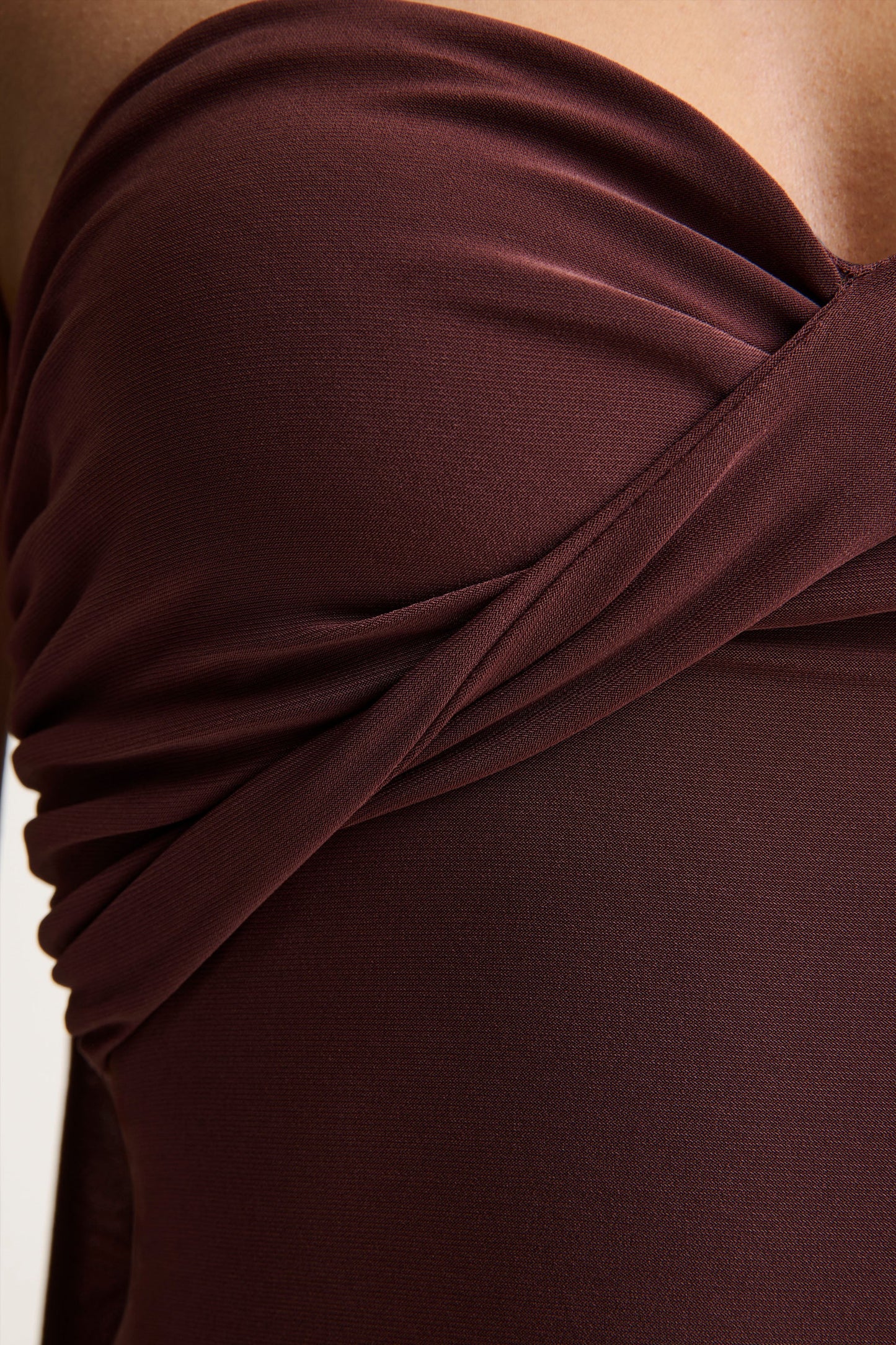 Sheila | Dark Brown Bandeau Maxi Dress With Scarf Detail