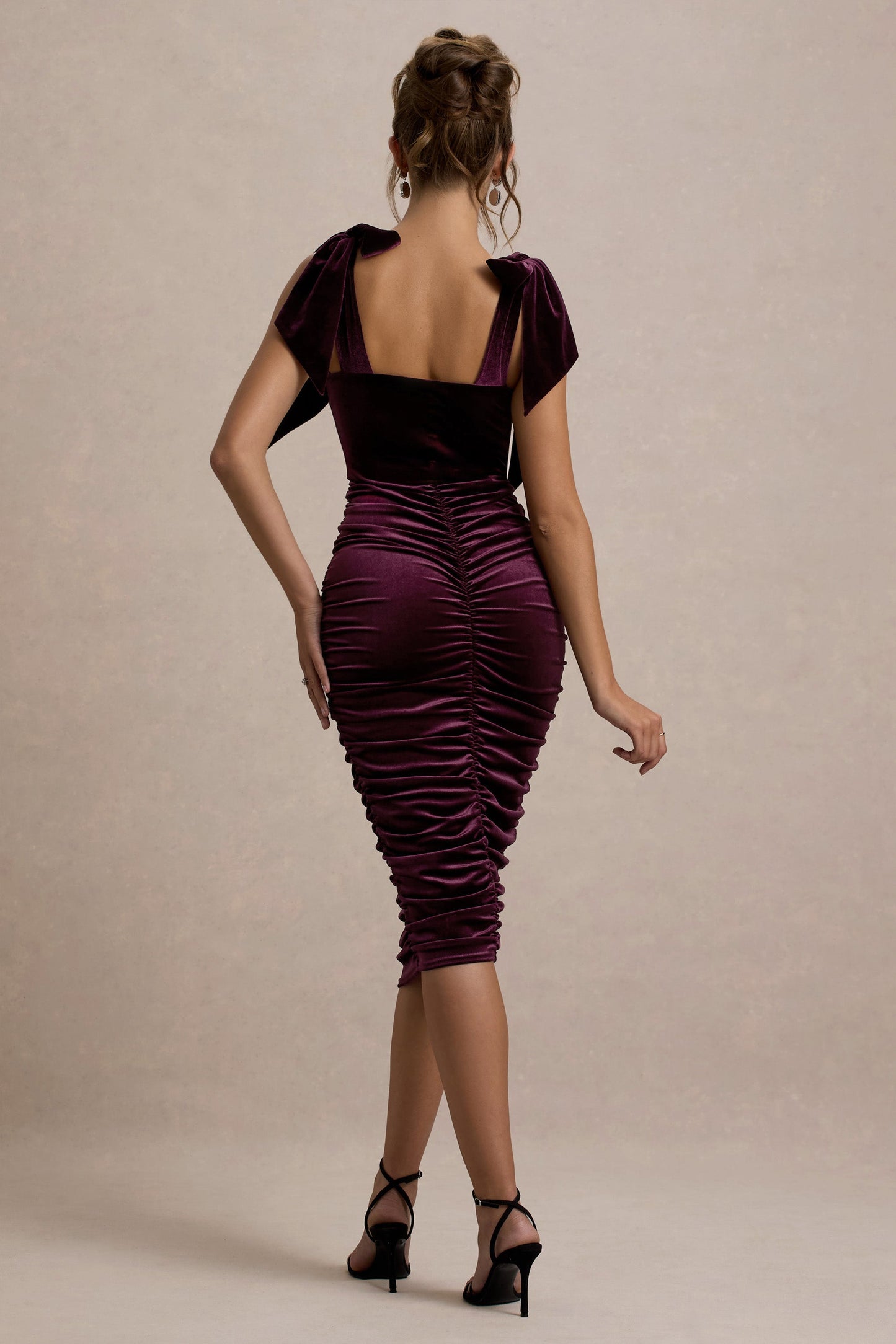 Tarna | Port Velvet Midi Dress With Bow Straps