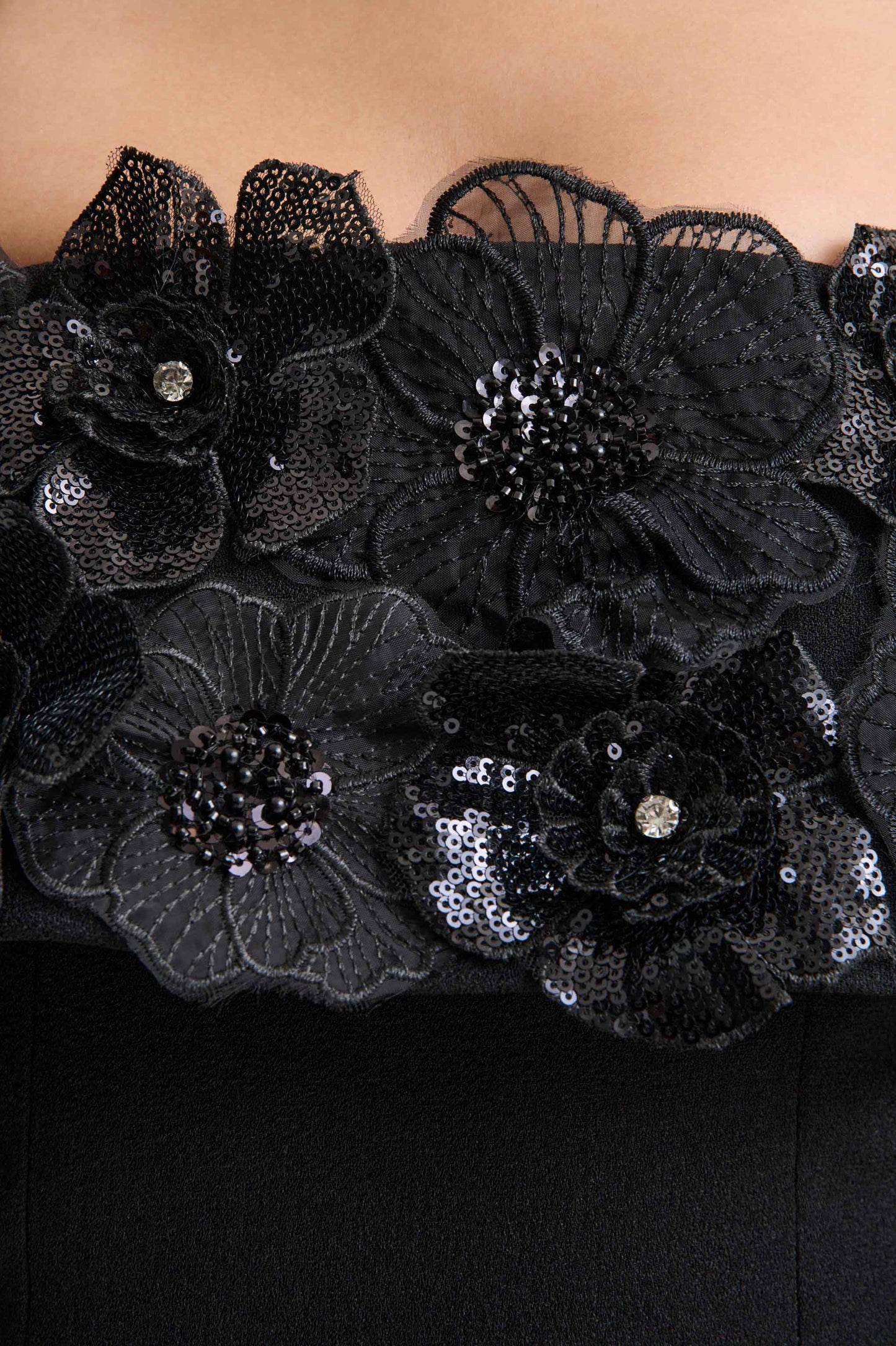 Tempest | Black Halter-Neck Mini Dress With Hand-Embellished Panel