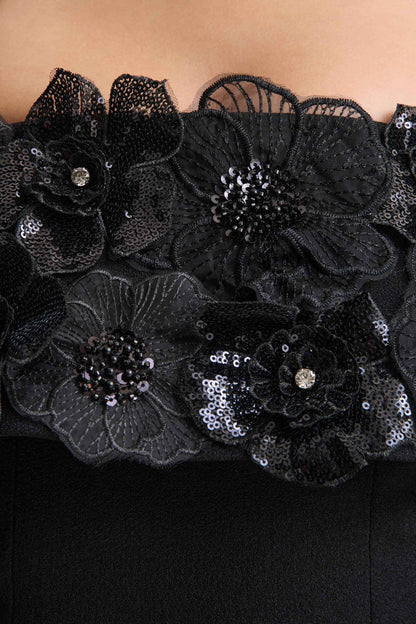 Tempest | Black Halter-Neck Mini Dress With Hand-Embellished Panel