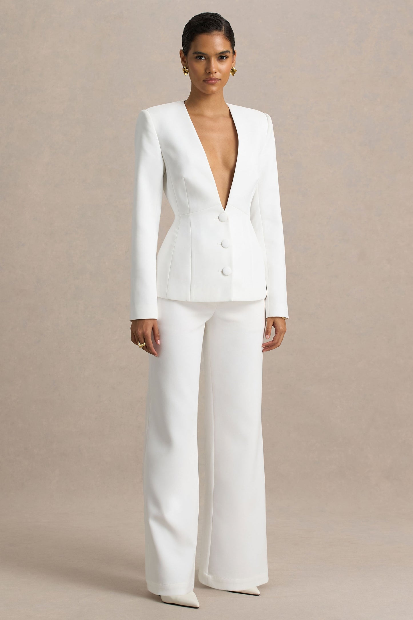 Silvia | White Straight-Leg Trousers