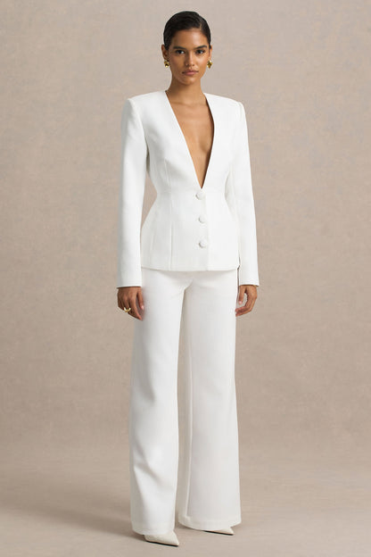 Silvia | White Straight-Leg Trousers