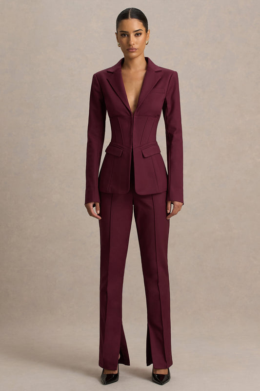Wonder Woman | Burgundy High Waist Tailored Trousers With Hem Split