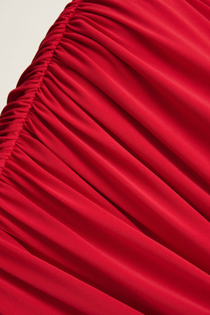 Sylvie | Red Asymmetric-Neck Maxi Dress