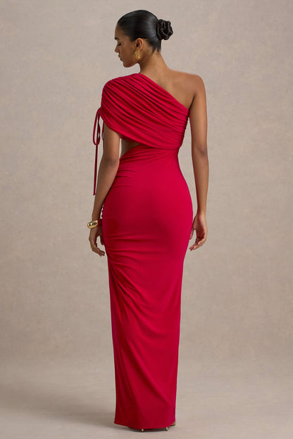 Trance | Red Asymmetric Maxi Dress With Split