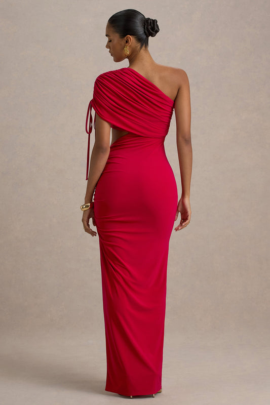 Trance | Red Asymmetric Maxi Dress With Split