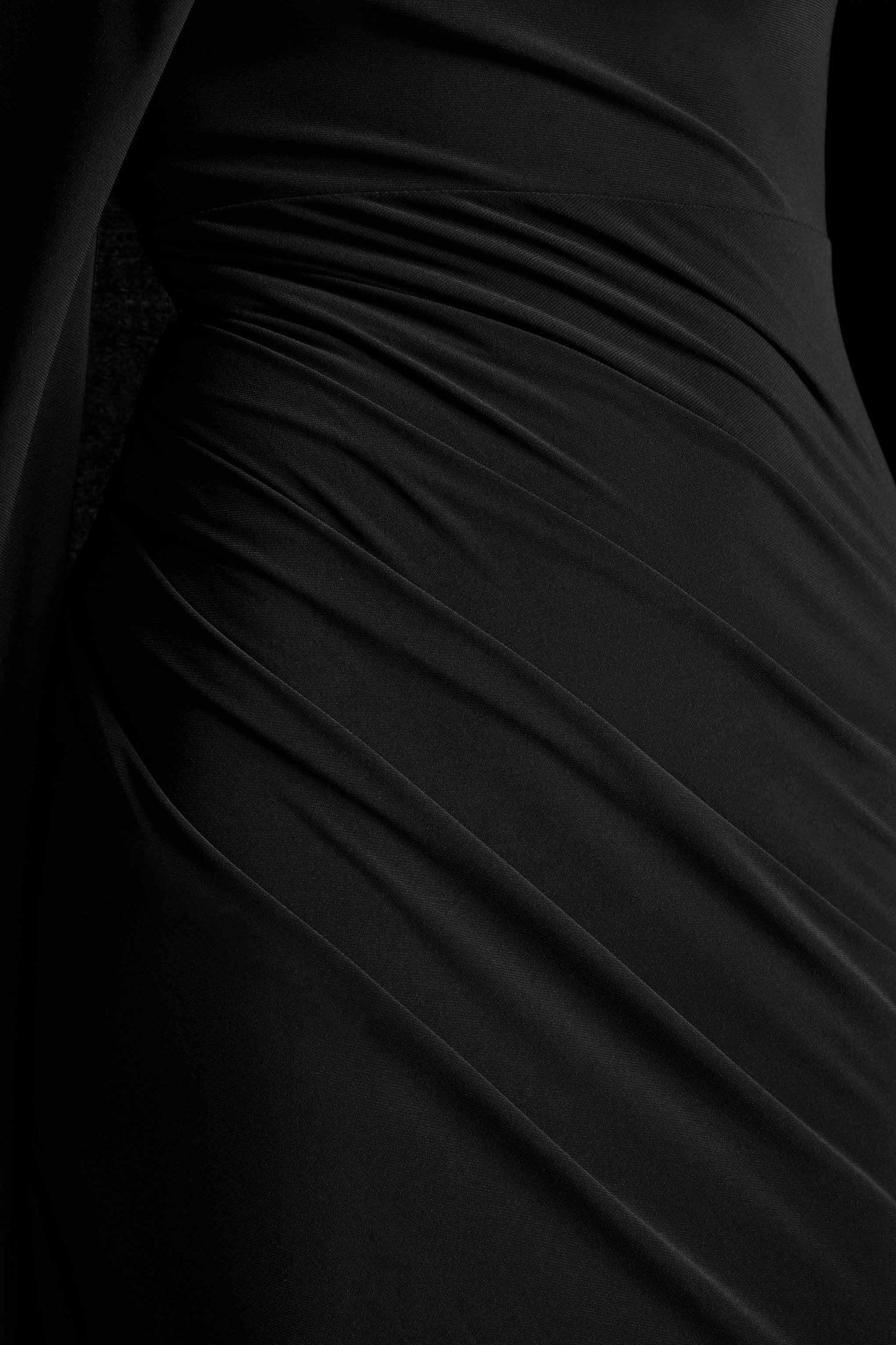 Magdelena | Black Asymmetric Cape Maxi Dress