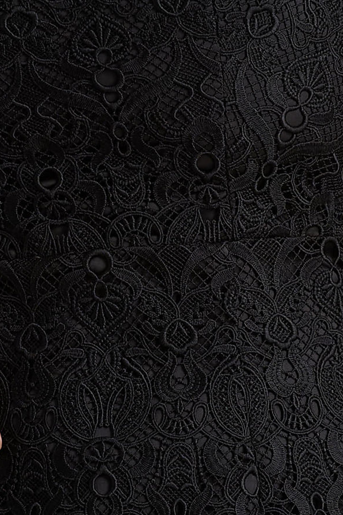 Leanne | Black Mesh And Lace Crew-Neck Fishtail Midi Dress