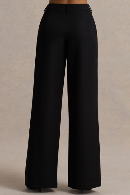 Silvia | Black Straight-Leg Trousers