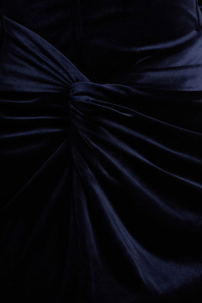 Fay | Navy Velvet Corset Style Knot Maxi Dress