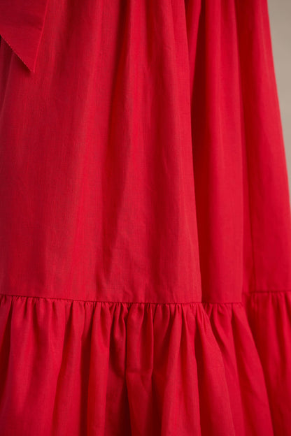 Sydney | Red Belted Maxi Shirt Dress