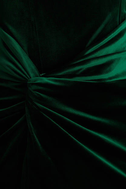 Fay | Bottle Green Velvet Corset Style Knot Maxi Dress