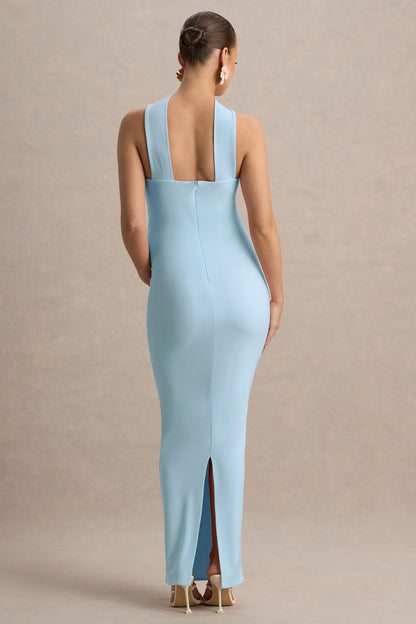 Glaze | Powder Blue High-Neck Maternity Maxi Dress