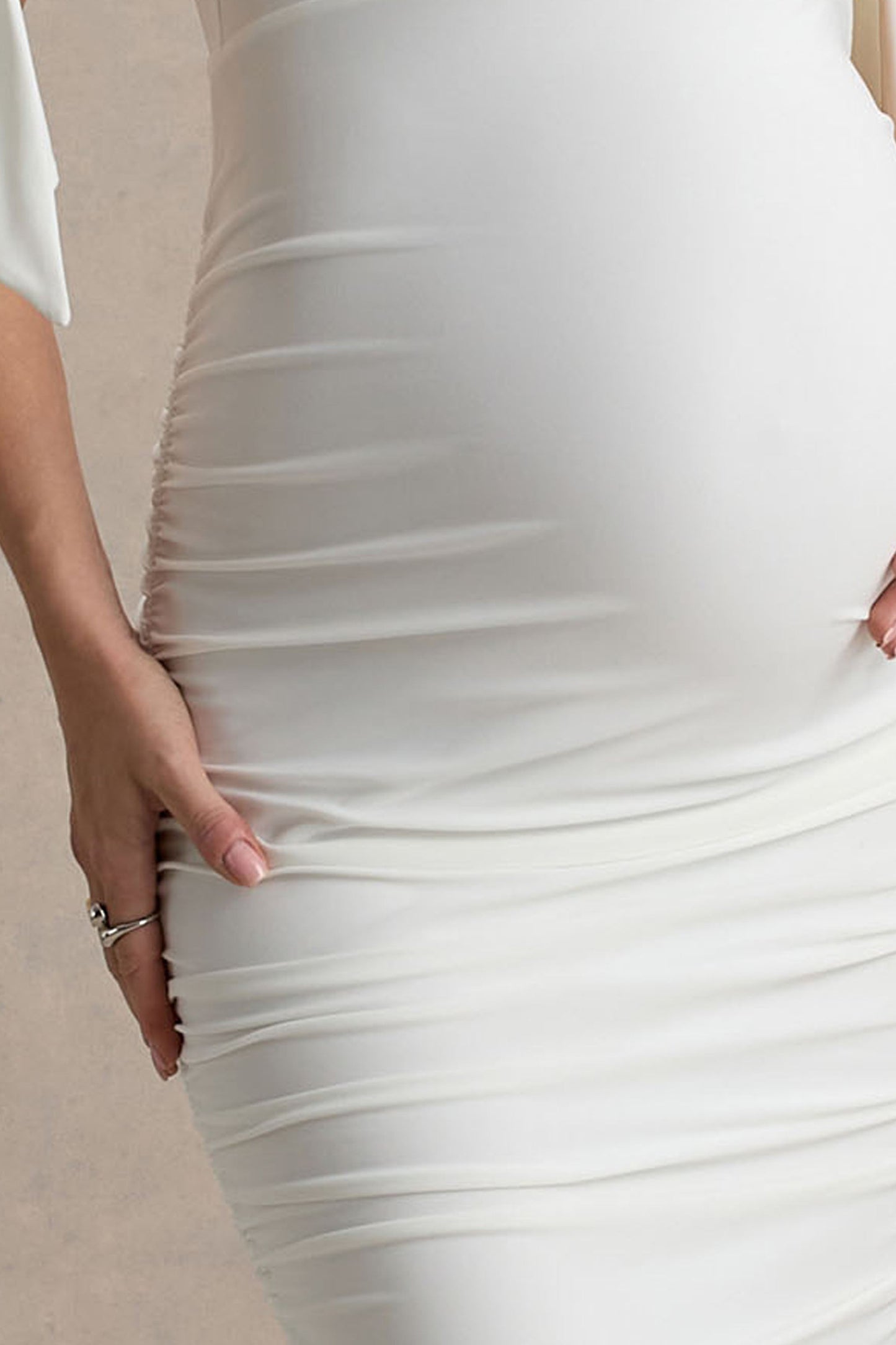 Chandelier | White Bardot Maternity Midi Dress With Bow Details