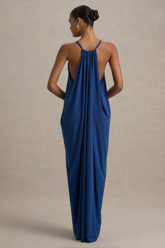 Tammy | Blue Halter-Neck Slip Maxi Dress