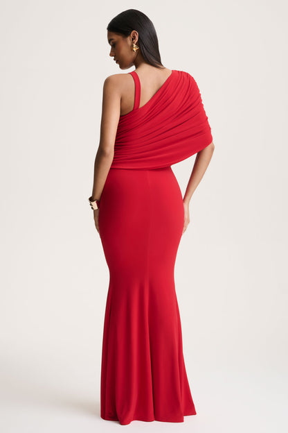 Sylvie | Red Asymmetric-Neck Maxi Dress