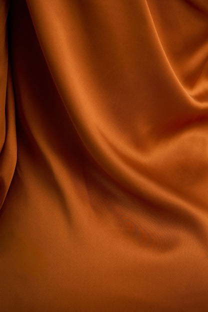 Thelma | Orange Satin Asymmetric Maxi Dress With One-Sleeve